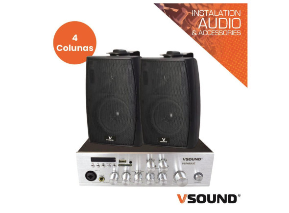 VSOUND Sistema de Sonorização 120W 12/220V 100V 80m2 VSOUND Sistema de Sonorização 120W 12/220V 100V 80m2